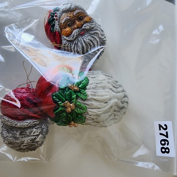 Vintage Blow Mold Santa Claus Heads Christmas Ornaments 4" Hollow Plastic Xmas - Picture 11 of 11